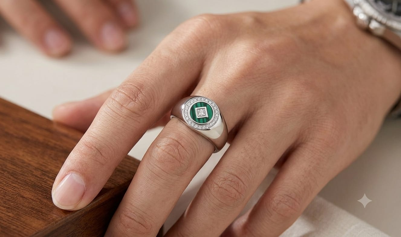Silvoraa Royale Malachite Ring