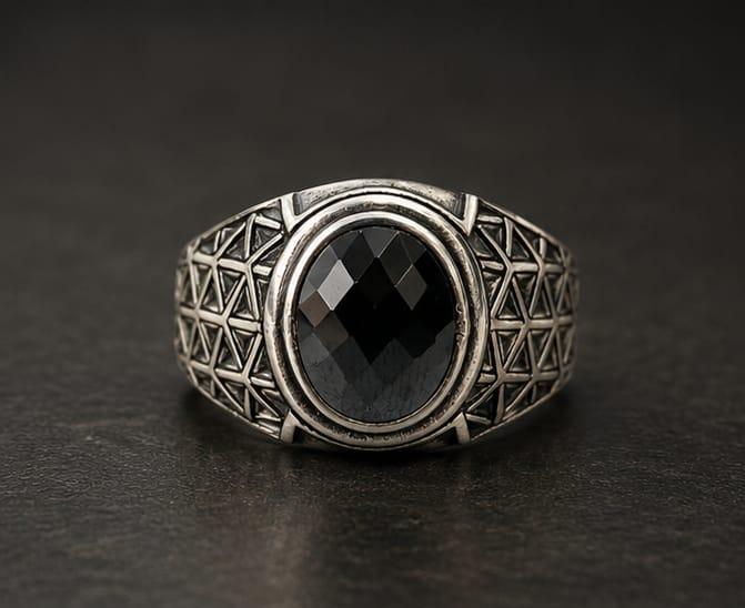 Black Stone 925 Sterling Silver Ring