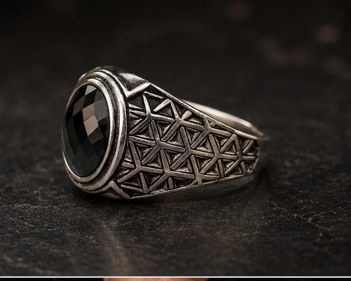 Black Stone 925 Sterling Silver Ring