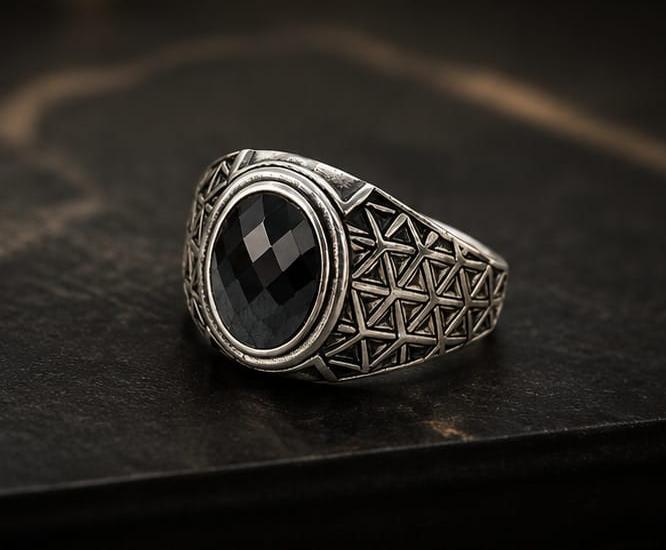 Black Stone 925 Sterling Silver Ring